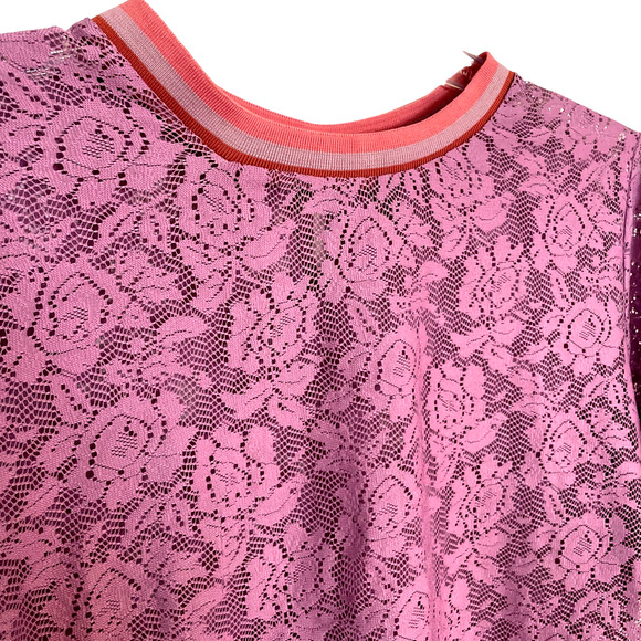 ASOS Maternity Lilac Lace Ruffle Sleeve Stripe Tipping T-Shirt Size 18 - Picture 7 of 13